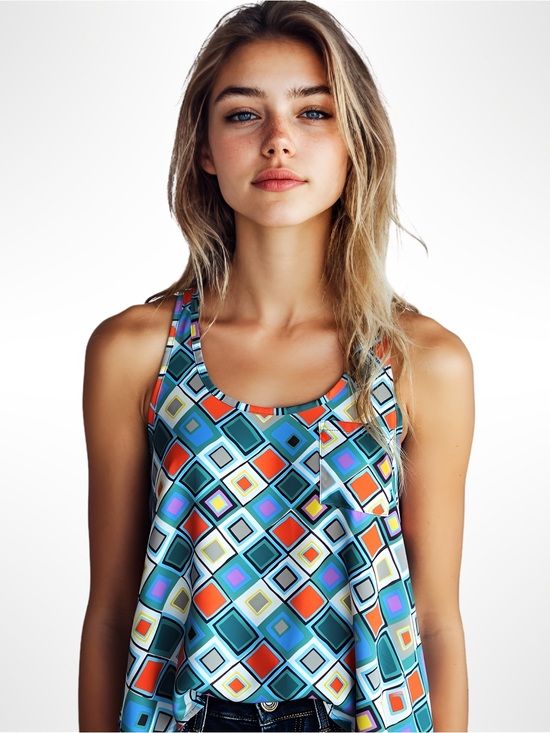 Gabriella Rocha Tops - Gabriella Rocha Multi Color Boho Geometric Pocket Tank Top Small